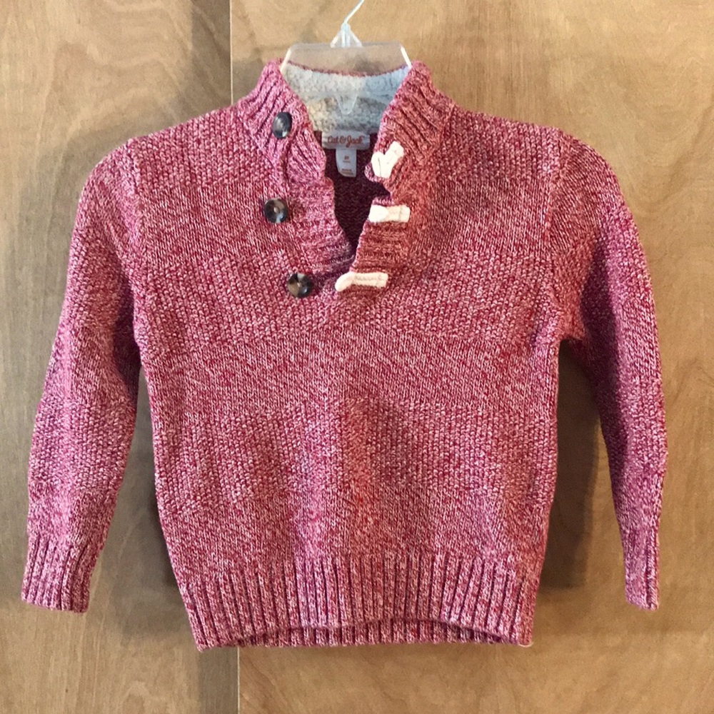 Cat & Jack 5T Red and White Pull-over “Boys” Sweater